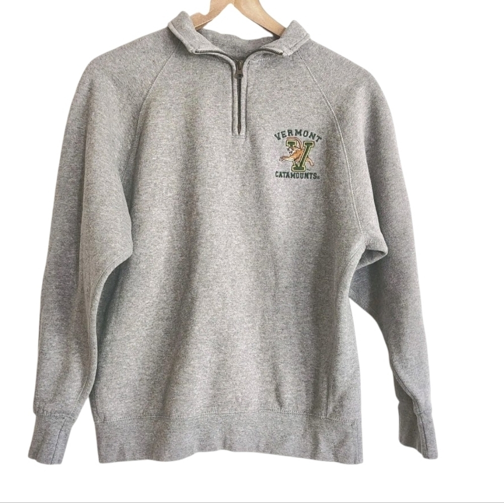Vermont Catamounts Quarter Zip Sweatshirt Womens Size S Gray NCAA University